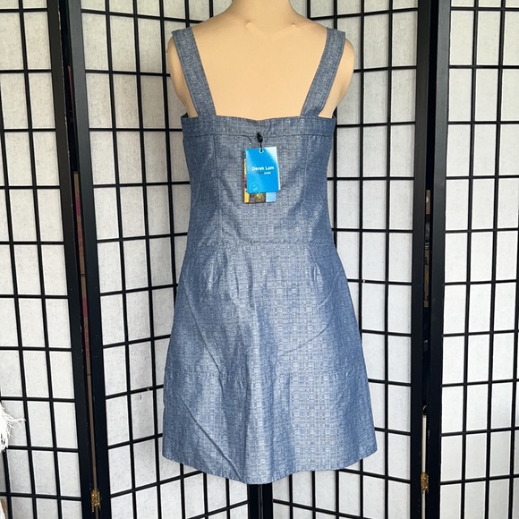 Derek Lam Blue Button Front Wide Strap Dress 10 - Picture 4 of 13